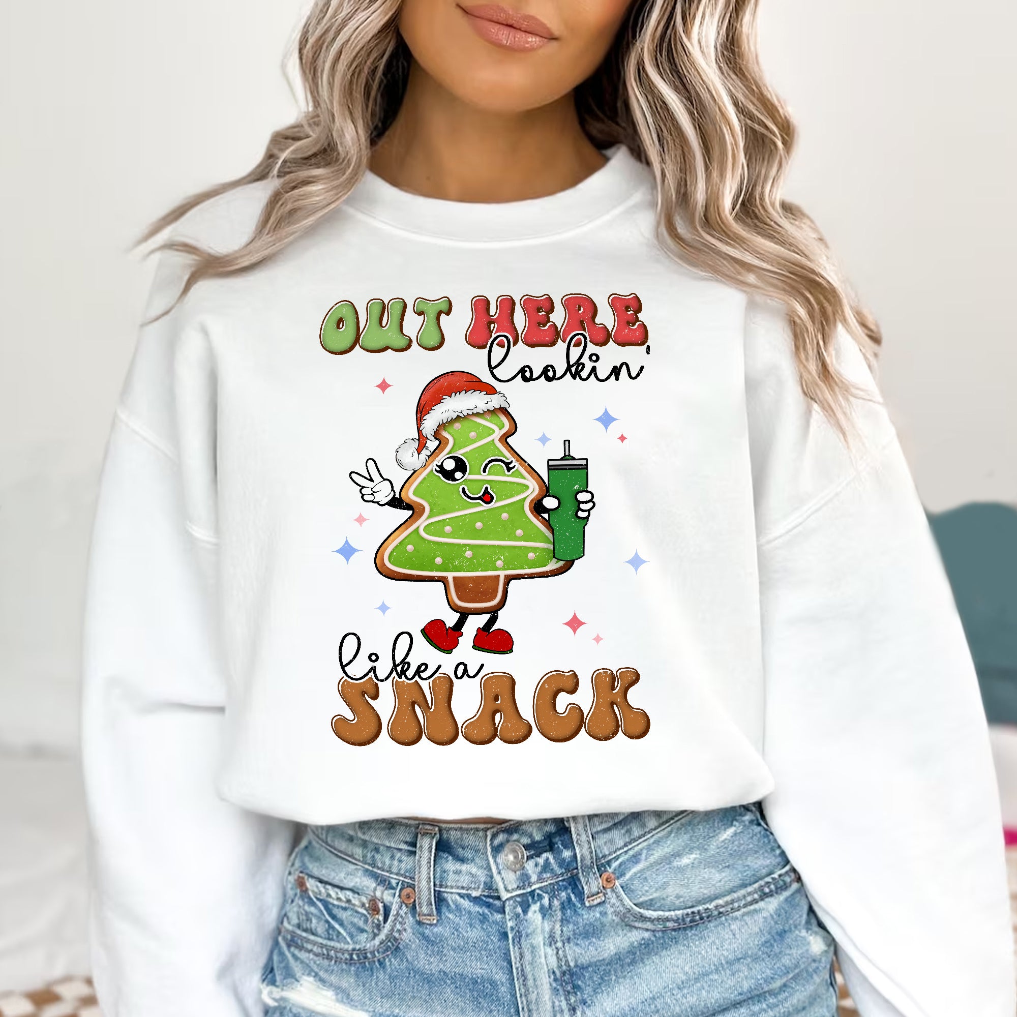 Sandjest Boojee Out Here Lookin Like a Snack Shirt, Christmas Tree Cake Shirt, Christmas Cake Shirt, Funny Christmas Sweatshirt