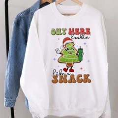 Sandjest Boojee Out Here Lookin Like a Snack Shirt, Christmas Tree Cake Shirt, Christmas Cake Shirt, Funny Christmas Sweatshirt