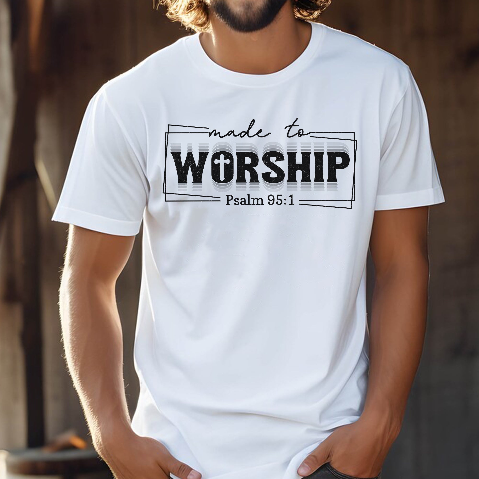Sandjest Christian T-Shirt Made to Worship Gift for Jesus Lover Bible Lover