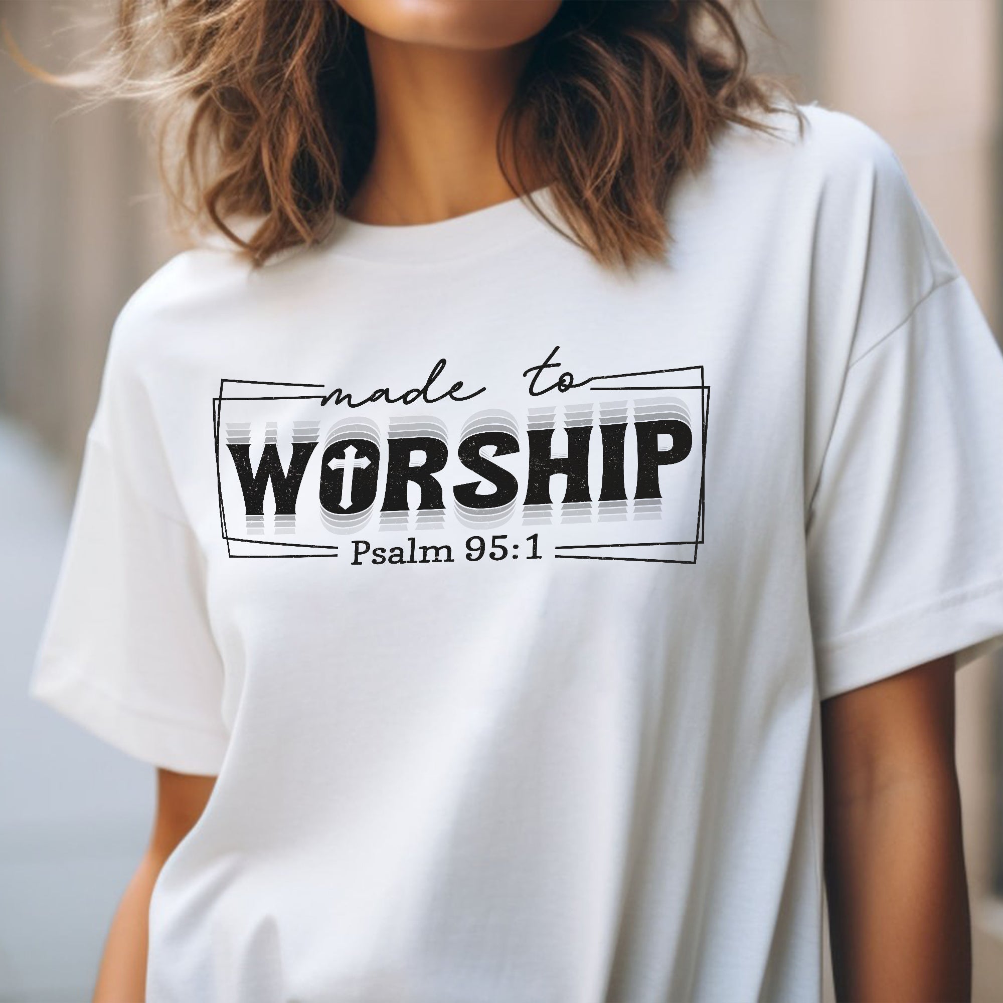 Sandjest Christian T-Shirt Made to Worship Gift for Jesus Lover Bible Lover