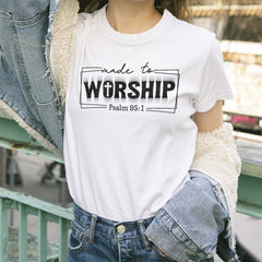 Sandjest Christian T-Shirt Made to Worship Gift for Jesus Lover Bible Lover
