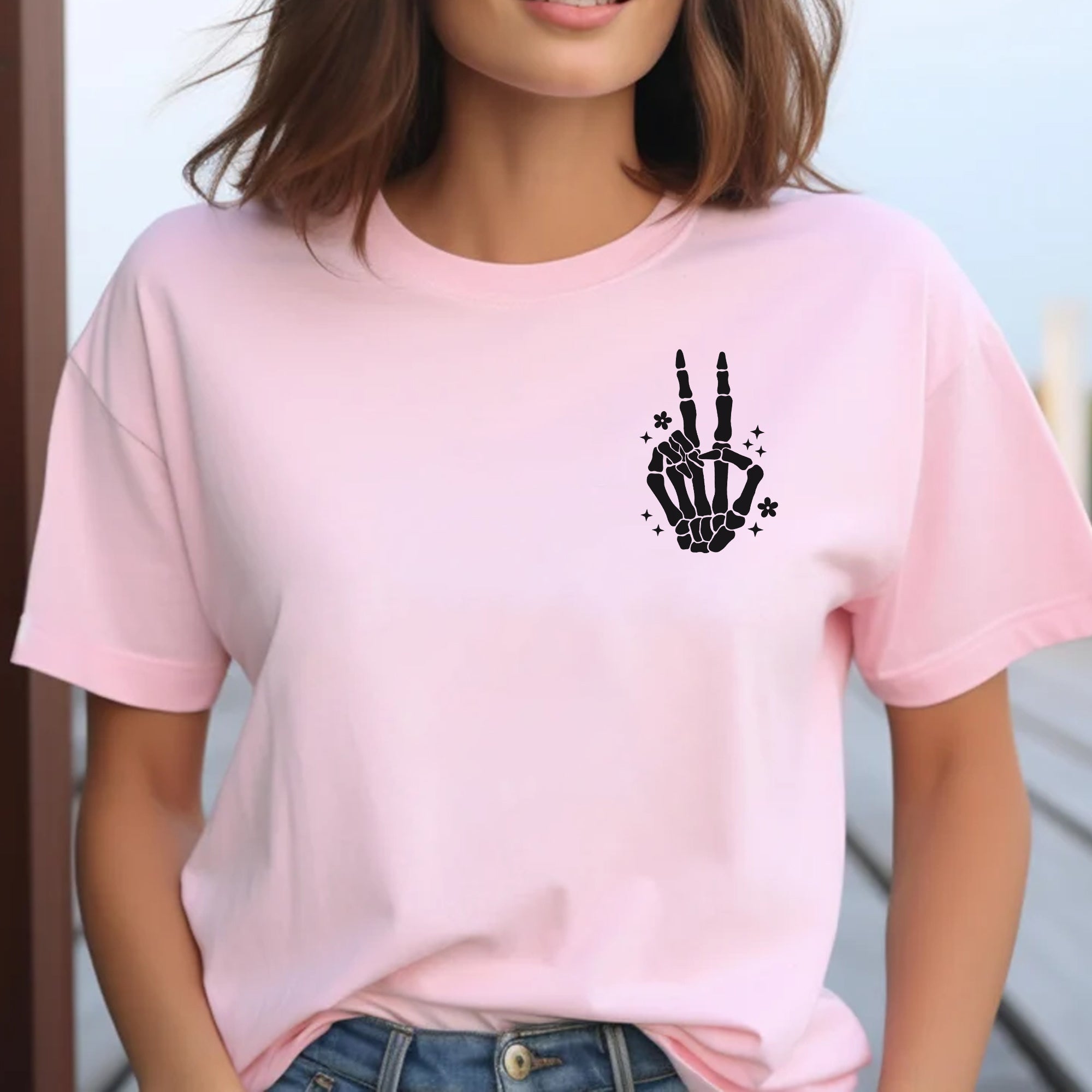 Sandjest Have The Day You Deserve Shirt, Trendy Funny Skeleton Shirt, Peace Sign Skeleton, Karma Skeleton Shirt, Kindness Hoodie