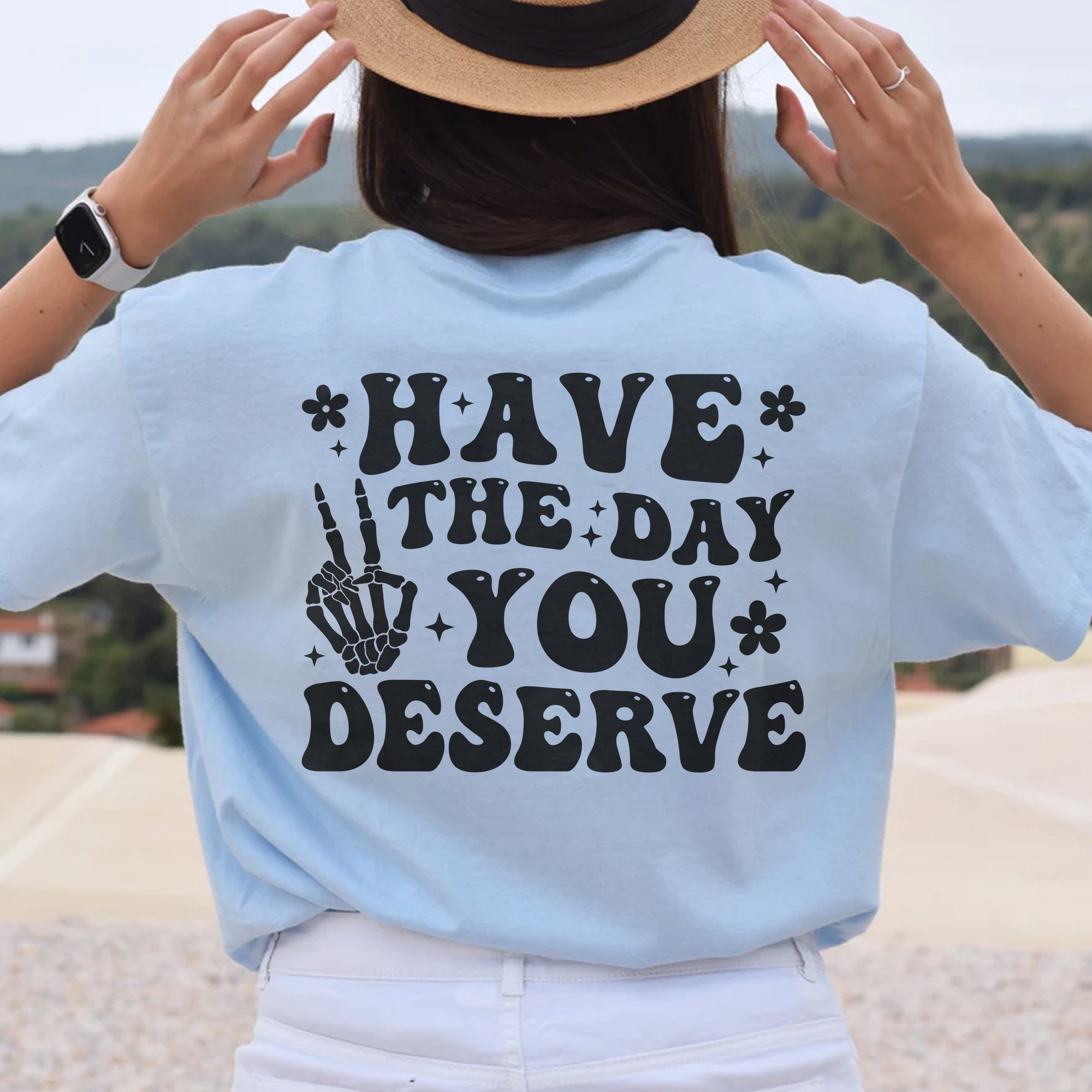 Sandjest Have The Day You Deserve Shirt, Trendy Funny Skeleton Shirt, Peace Sign Skeleton, Karma Skeleton Shirt, Kindness Hoodie