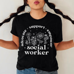 Sandjest Social Worker T-Shirt Advocate Support Empower Social Worker Gift for Women Girl Friend