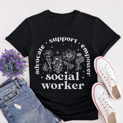 Sandjest Social Worker T-Shirt Advocate Support Empower Social Worker Gift for Women Girl Friend