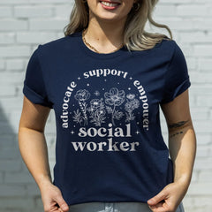 Sandjest Social Worker T-Shirt Advocate Support Empower Social Worker Gift for Women Girl Friend