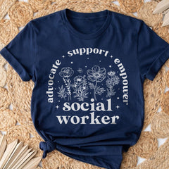 Sandjest Social Worker T-Shirt Advocate Support Empower Social Worker Gift for Women Girl Friend