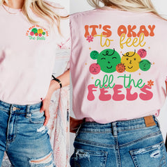 Sandjest Teacher T-Shirt It¡¯s Okay to Feel All the Feels Gift for Teachers Professors