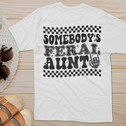 Sandjest Aunt T-Shirt Somebody’s Feral Aunt Gift for Aunties Women