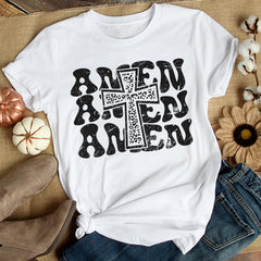 Sandjest Christian T-Shirt Amen Gift for Christian Jesus Lover Bible Lover
