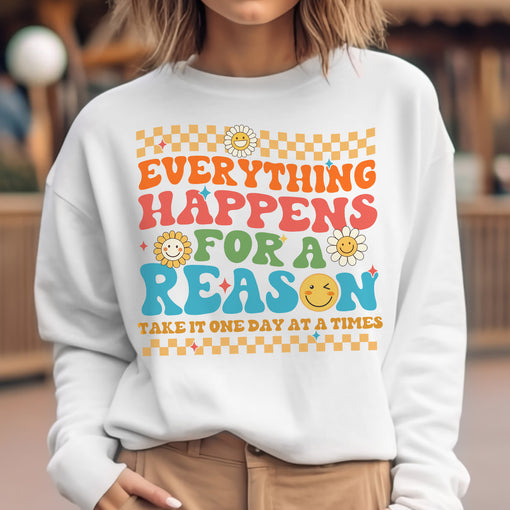 Sandjest Inspirational T-Shirt Everything Happens for a Reason Gift for Women Girl Friend