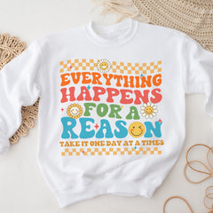 Sandjest Inspirational T-Shirt Everything Happens for a Reason Gift for Women Girl Friend