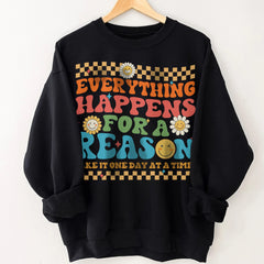Sandjest Inspirational T-Shirt Everything Happens for a Reason Gift for Women Girl Friend
