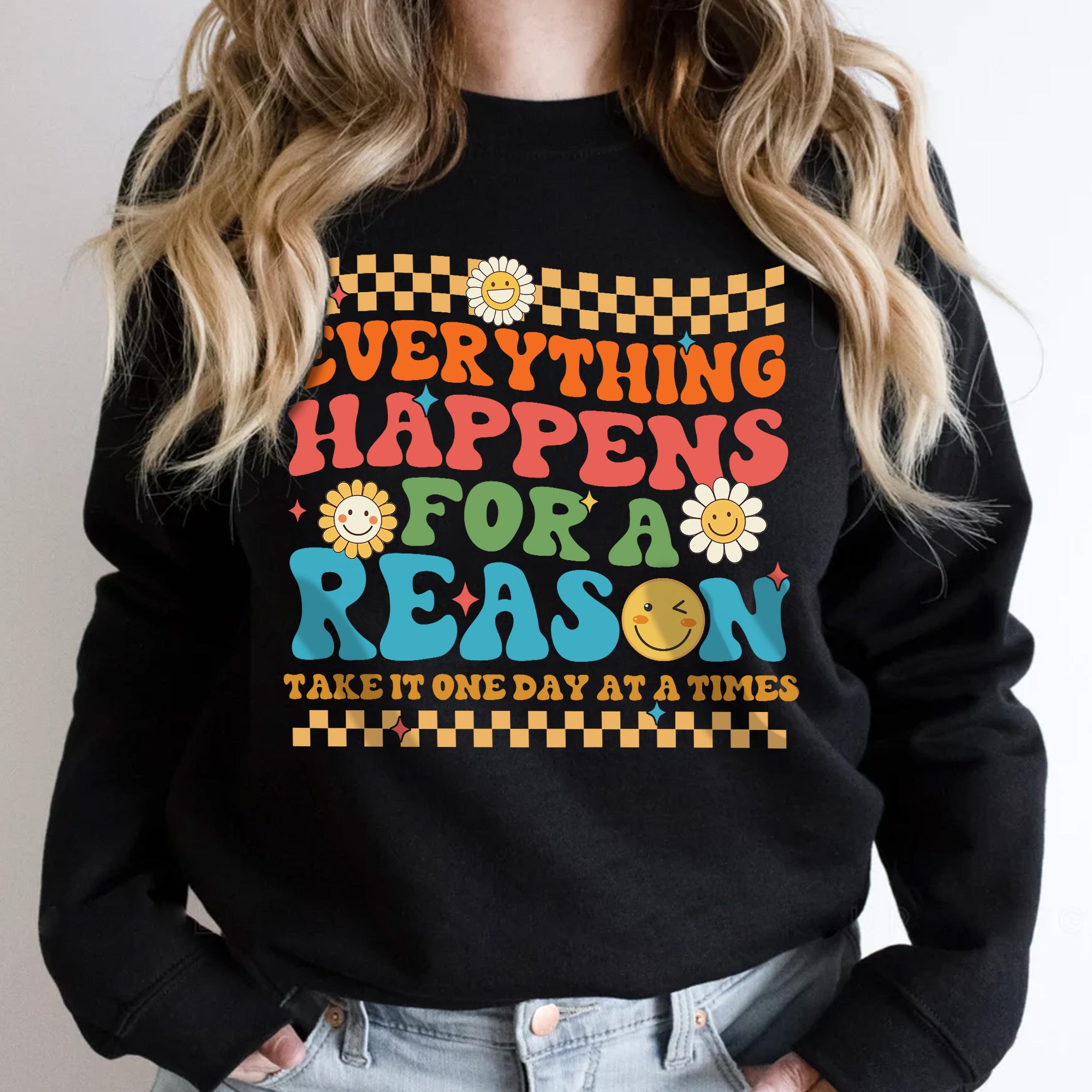 Sandjest Inspirational T-Shirt Everything Happens for a Reason Gift for Women Girl Friend