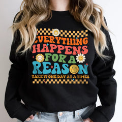 Sandjest Inspirational T-Shirt Everything Happens for a Reason Gift for Women Girl Friend