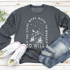 Sandjest Christian T-Shirt If the Stars Were Made to Worship So Will I Gift for Women Girl Friend