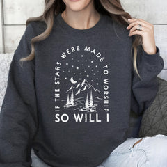 Sandjest Christian T-Shirt If the Stars Were Made to Worship So Will I Gift for Women Girl Friend