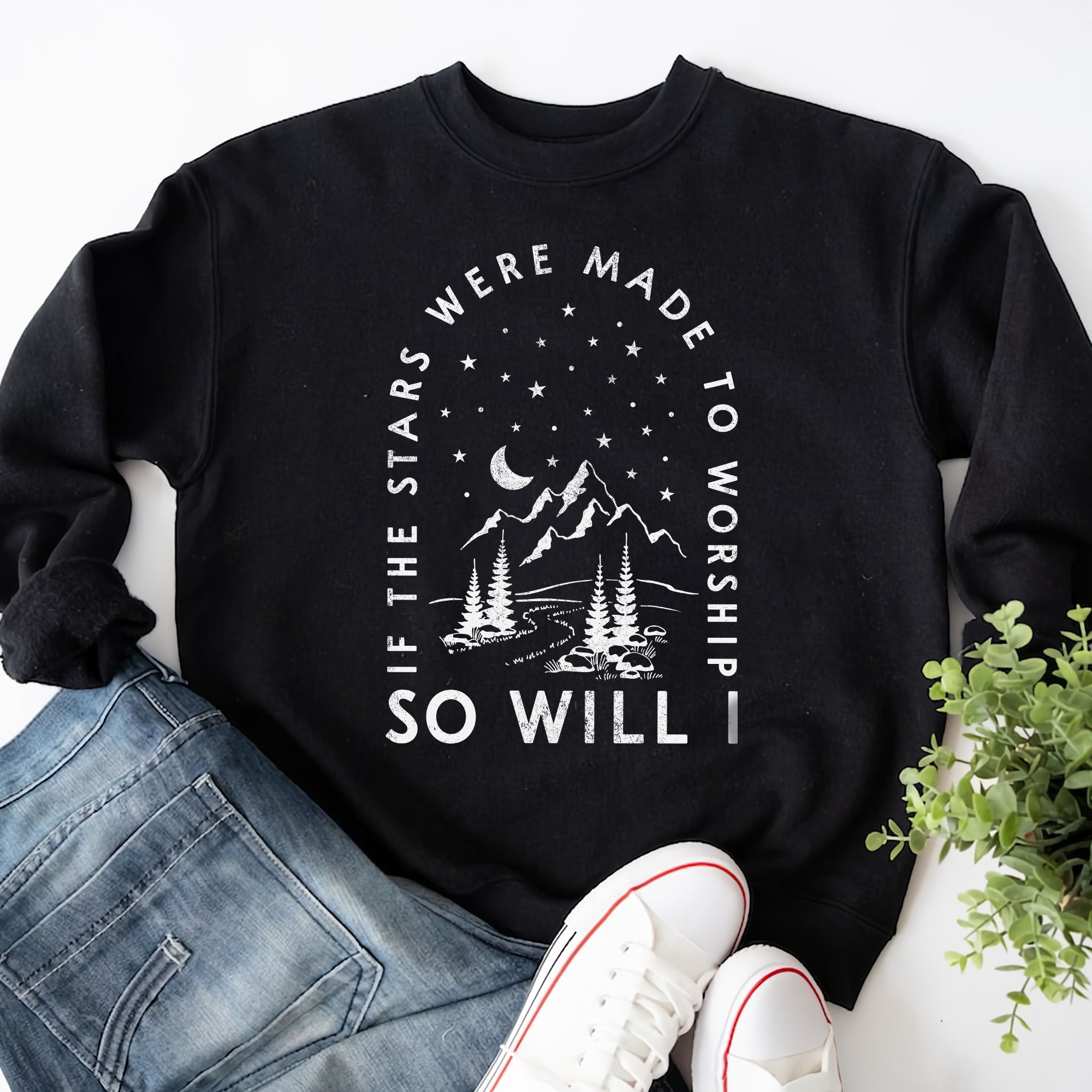 Sandjest Christian T-Shirt If the Stars Were Made to Worship So Will I Gift for Women Girl Friend