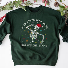 Sandjest Christmas Sweatshirt Dancing Skeleton Gift for Women Girl Friend