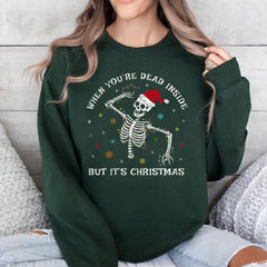 Sandjest Christmas Sweatshirt Dancing Skeleton Gift for Women Girl Friend