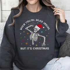 Sandjest Christmas Sweatshirt Dancing Skeleton Gift for Women Girl Friend