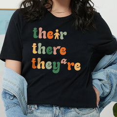 Sandjest English Teacher T-Shirt Their There They¡¯re Gift for Women Girl Friends