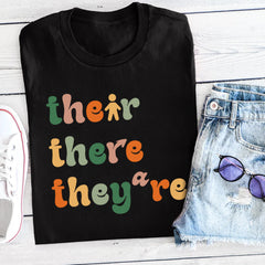 Sandjest English Teacher T-Shirt Their There They¡¯re Gift for Women Girl Friends