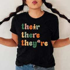 Sandjest English Teacher T-Shirt Their There They¡¯re Gift for Women Girl Friends