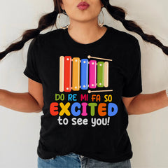 Sandjest Kindergarten Teacher T-Shirt Do Re Mi Fa So Excited to See You Gift for Women Girl Friends