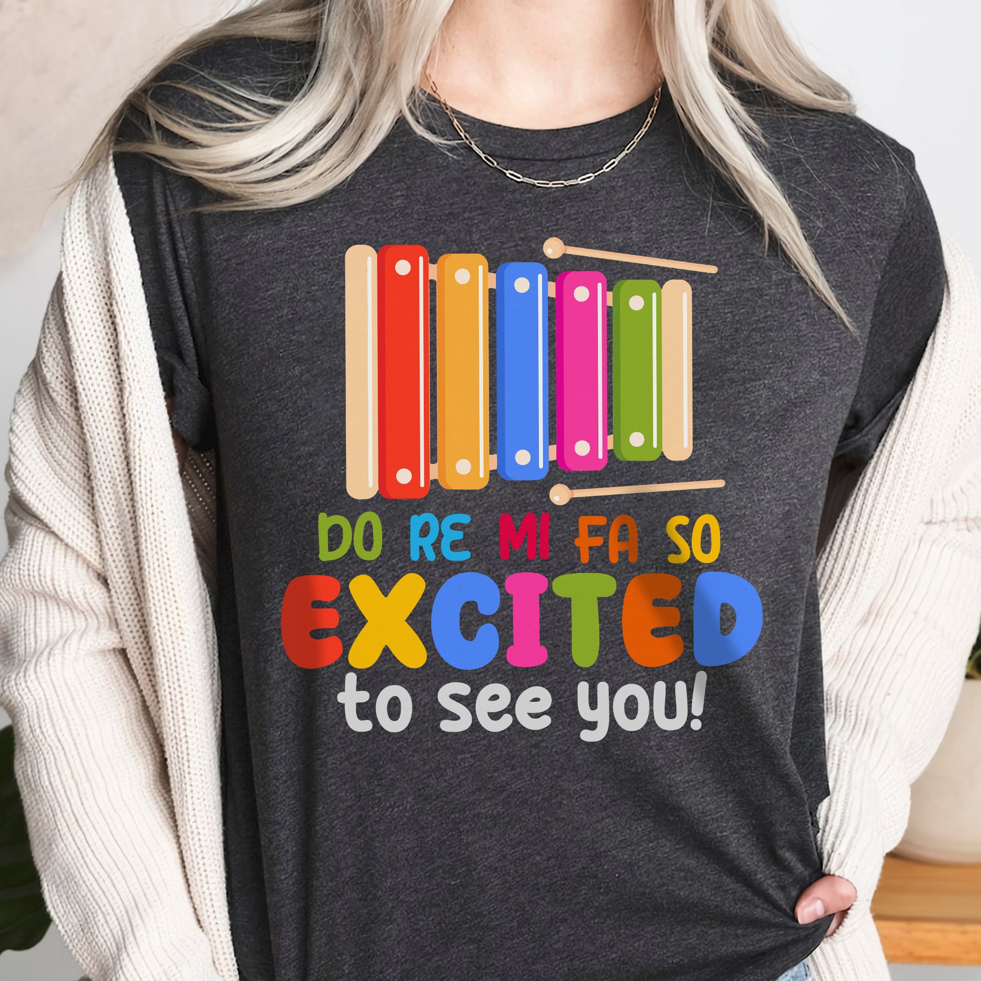 Sandjest Kindergarten Teacher T-Shirt Do Re Mi Fa So Excited to See You Gift for Women Girl Friends