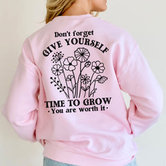 Sandjest Inspirational T-Shirt Don’t Forget Give Yourself Time to Grow You Are Worth It Gift for Women Girl Friends