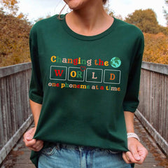 Sandjest Kindergarten Teacher T-Shirt Changing the World One Phoneme at a Time Gift for Friends Women Girl