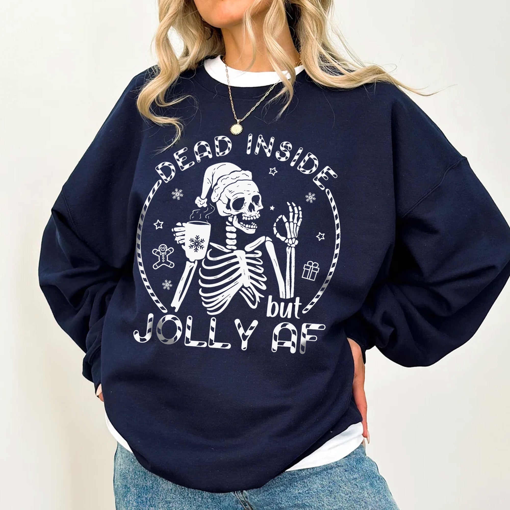 Sandjest Funny Skeleton Sweatshirt Christmas Gift for Cocoa Lover Friend Women
