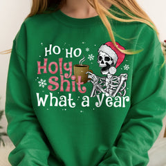 Sandjest Funny Christmas Sweatshirt, Ho Ho Holy Shirt, What a Year Hoodie, Christmas Skeleton T-Shirt, Christmas Pajamas, Christmas Gifts