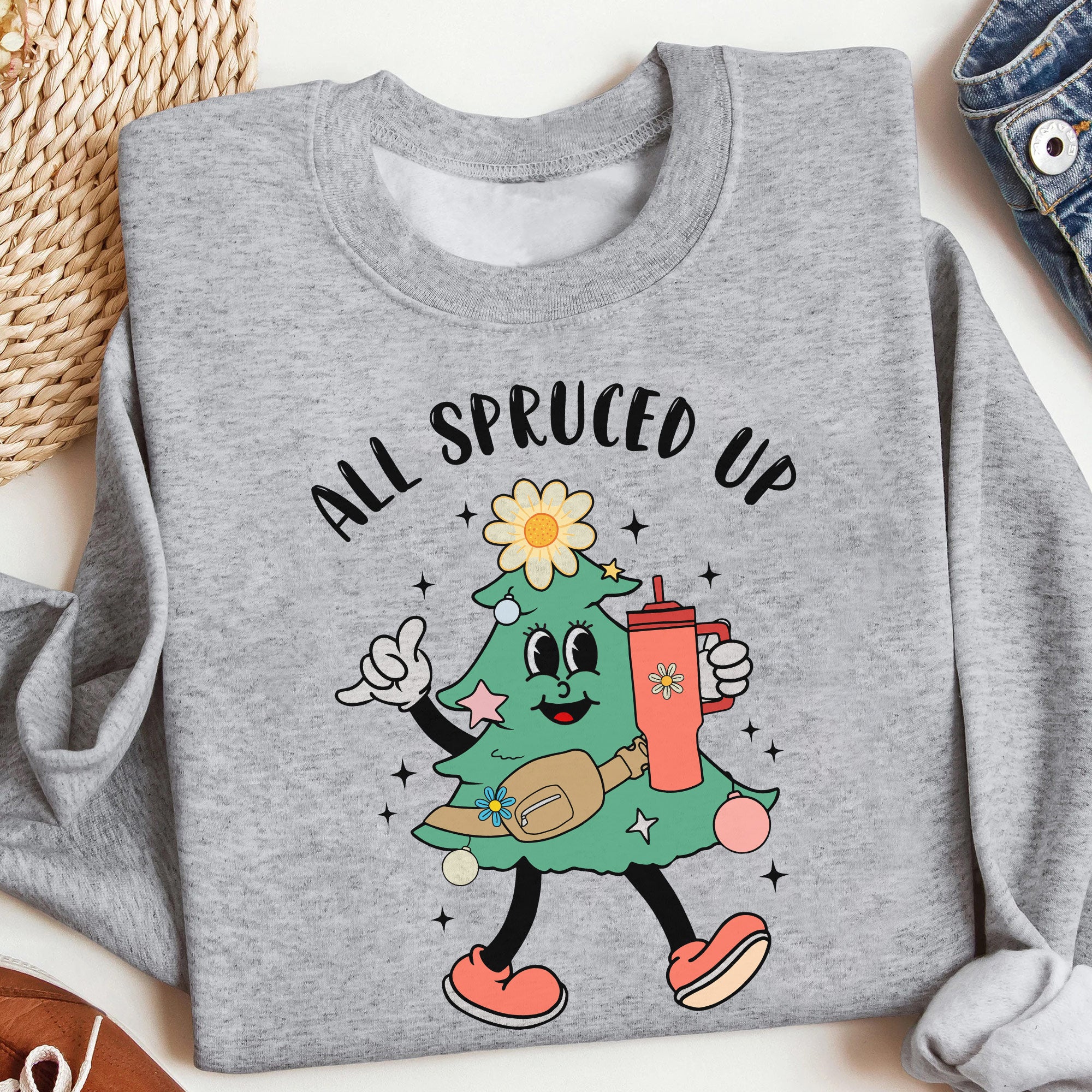 Sandjest Christmas Tree Tshirt, Boojee Christmas Shirt, Holiday Gifts For Women, Funny Xmas Shirt, All Spruced Up Shirt, Christmas Tree Shirt