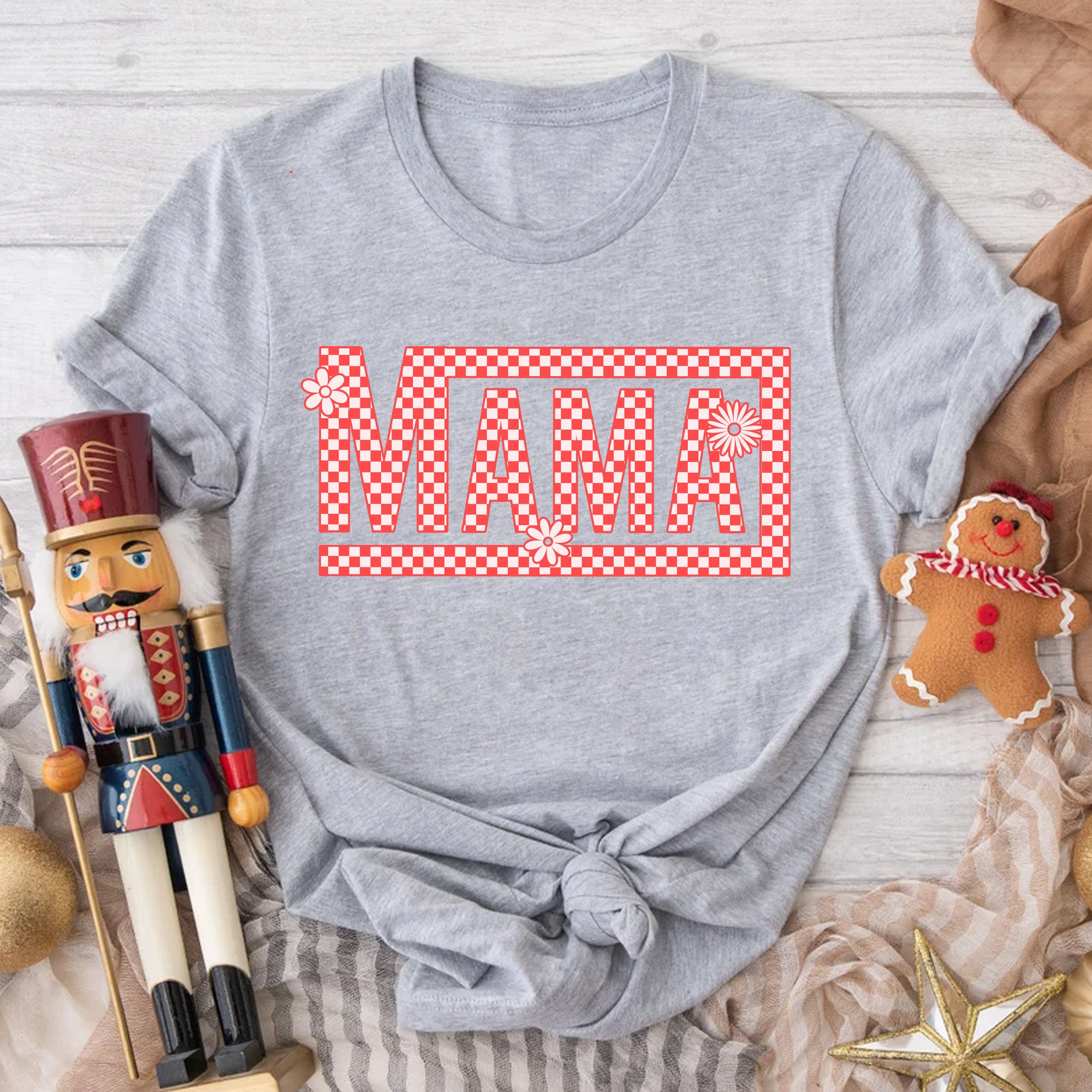 Sandjest Mom T-Shirt Mama Style Checkerboard Gift for Mother Mommy