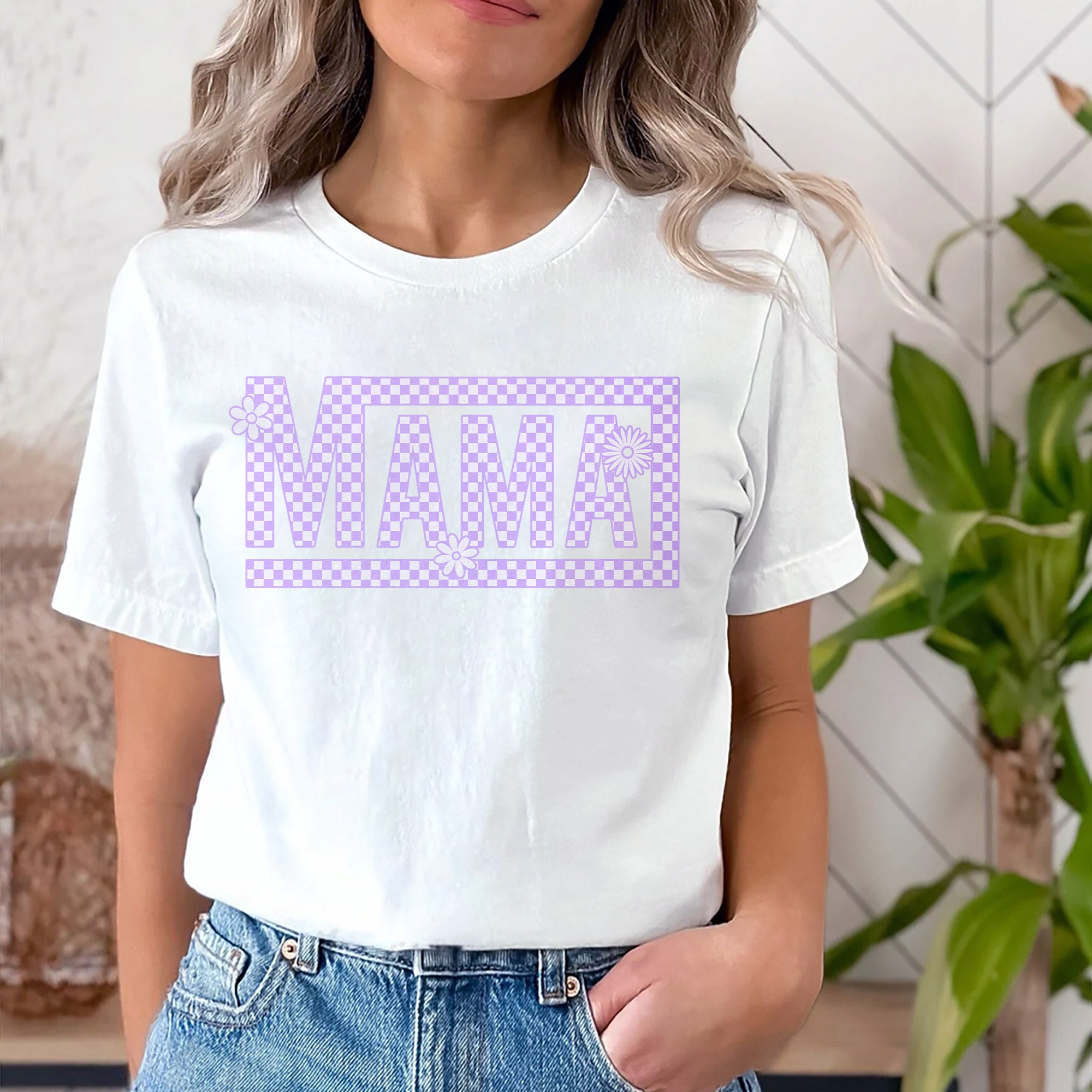 Sandjest Mom T-Shirt Mama Style Checkerboard Gift for Mother Mommy