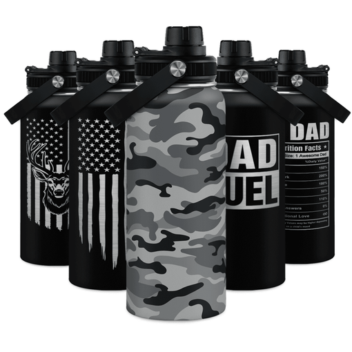 Camo Water Bottle - Camouflage Bottles 32oz Stainless Steel Insulated Sports Tumbler with Lid, Gifts for Men Veteran Hunting Lover Sport Outdoor Workout