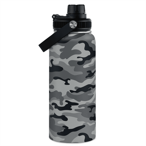 Camo Water Bottle - Camouflage Bottles 32oz Stainless Steel Insulated Sports Tumbler with Lid, Gifts for Men Veteran Hunting Lover Sport Outdoor Workout