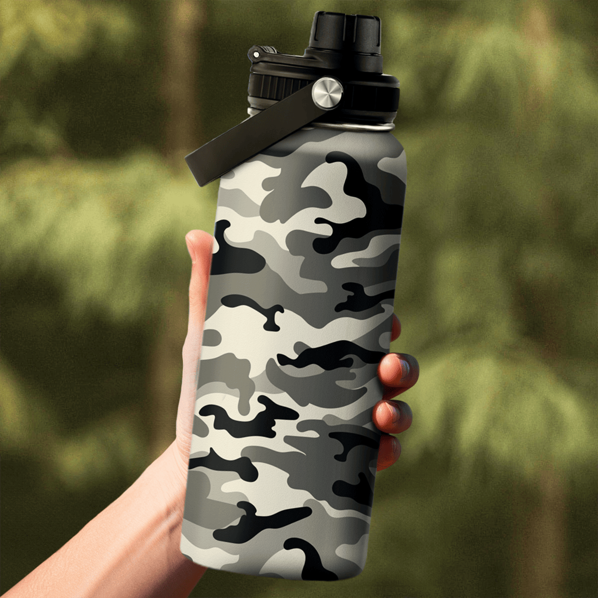 Camo Camouflage Chug Lid Water Bottle 32oz