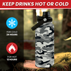 Camo Camouflage Chug Lid Water Bottle 32oz
