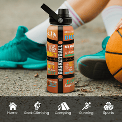 Orange Basketball Chug Lid Water Bottle 32oz