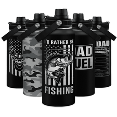 Fishing Water Bottle - 32oz Stainless Steel Insulated Bottles with lid - Deer Fishing Gifts for Fisherman Papa Dad Husband - Gift for Christmas Birthday Fathers Day