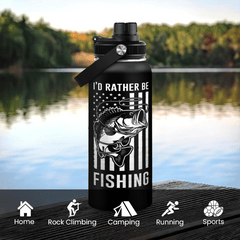 Black Fishing Chug Lid Water Bottle 32oz