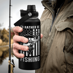 Black Fishing Chug Lid Water Bottle 32oz