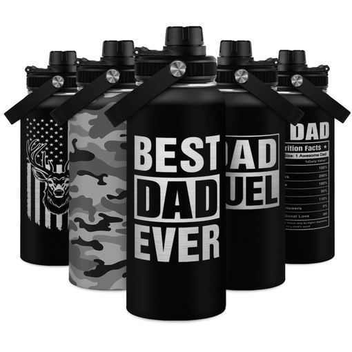 Best Dad Ever 32oz Water Bottle - Dad Water Bottles Stainless Steel Insulated Sports Bottles with Straw Lid, Gifts for Father from Daughter Son, Dad Gifts for Birthday Christmas Fathers Day