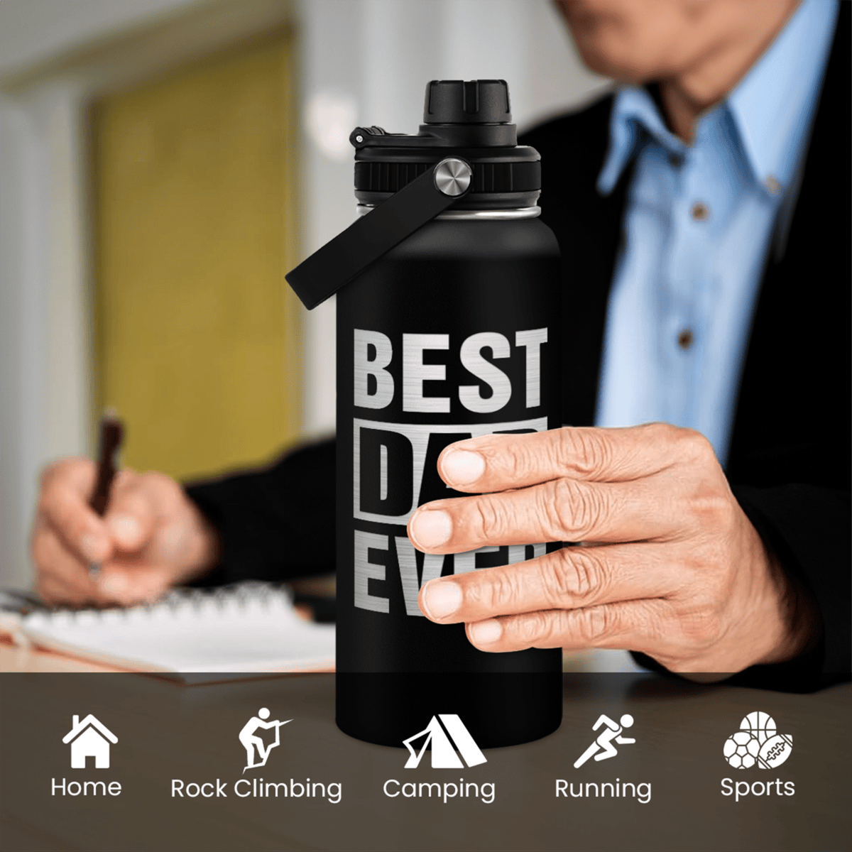 Best Dad Ever Chug Lid Water Bottle 32oz