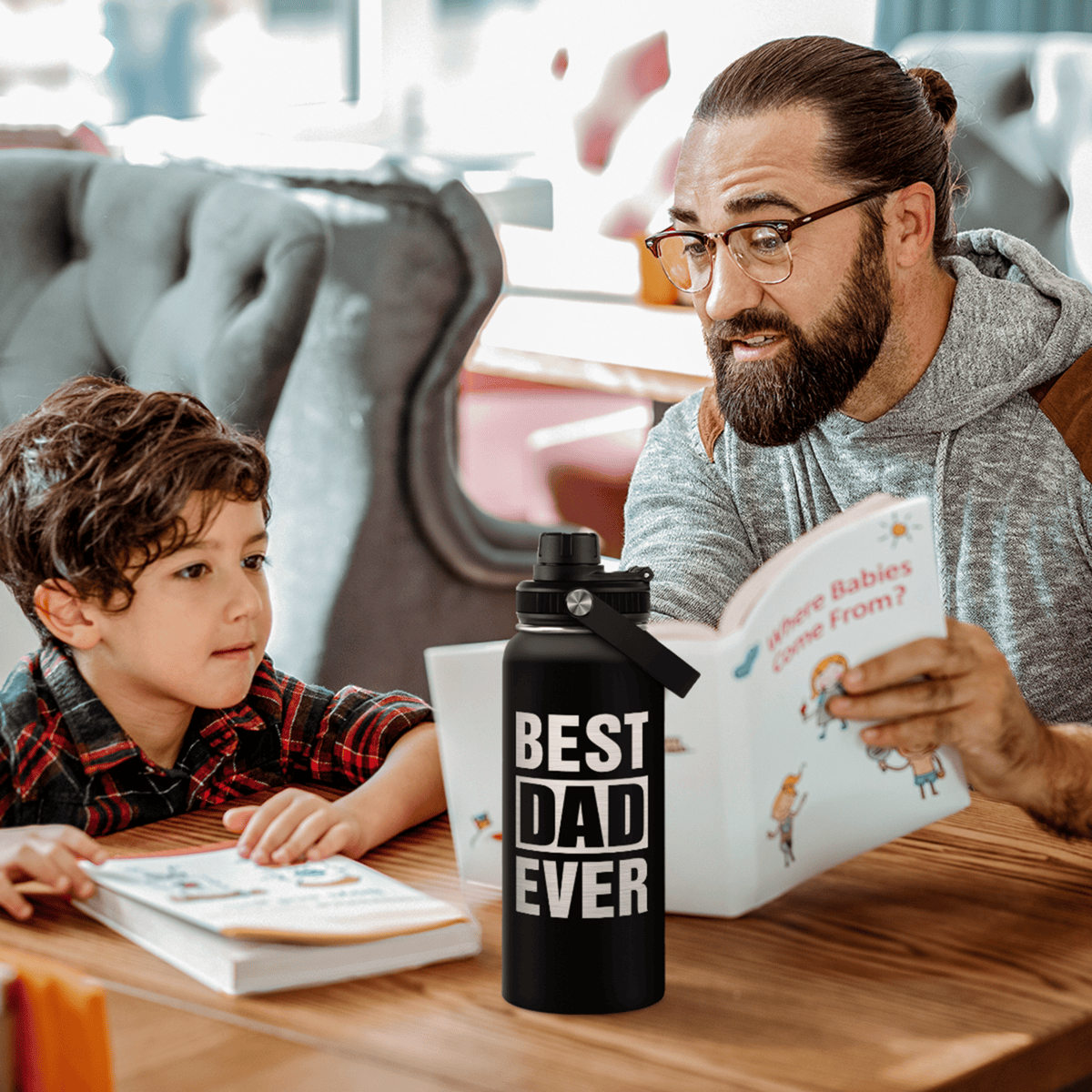 Best Dad Ever Chug Lid Water Bottle 32oz