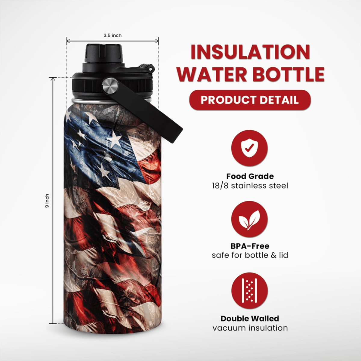 Hunting 32oz Stainless Steel Insulated Water Bottle with Lid