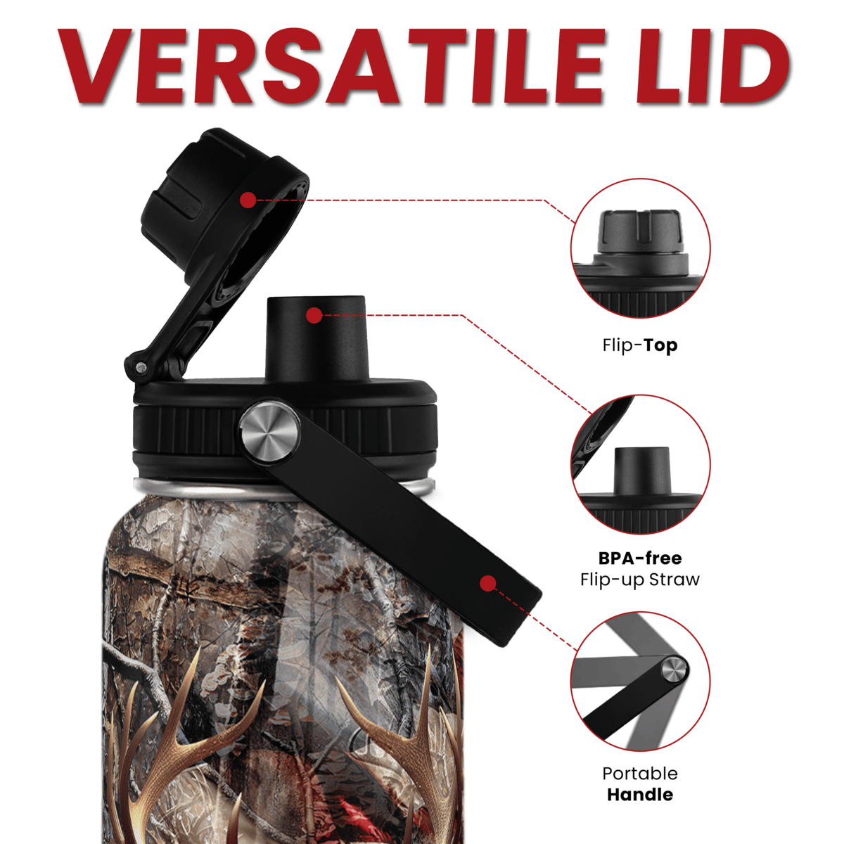 Hunting 32oz Stainless Steel Insulated Water Bottle with Lid